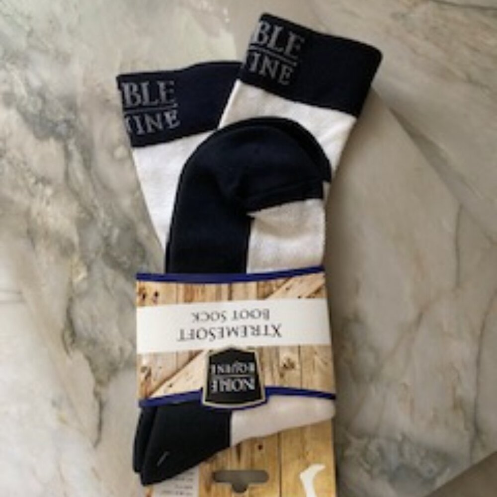Noble Equine Men's Boot Socks Extreme Soft White Black NWT Size Large 9-12